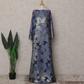 Indigo Blue Paisley Pure Silk Chiffon Fransawi Dirac Fabric Sheer Flowing 3.5 Mtrs Piece 140cm Width Premium Quality French Fabric - D30690 Regal Fabrics