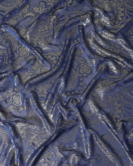 Indigo Blue Silk Chiffon Dirac Fabric Piece 140cm