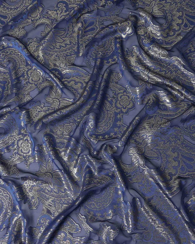 Indigo Blue Silk Chiffon Dirac Fabric Piece 140cm