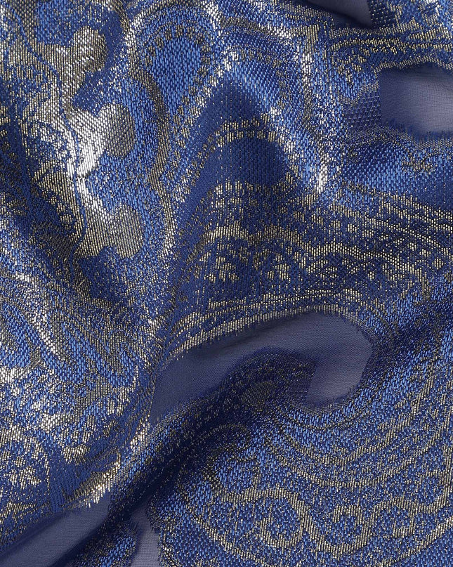 Indigo Blue Silk Chiffon Dirac Fabric Piece 140cm