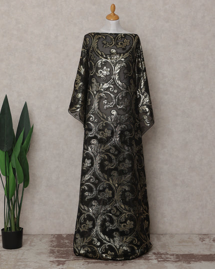 Jet Black Abstract Pure Silk Chiffon Fransawi Dirac Fabric Sheer Flowing 3.5 Mtrs Piece 140cm Width Premium Quality French Fabric - D30687 Regal Fabrics
