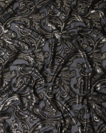 Jet Black Silk Chiffon Dirac Fabric Piece 140cm