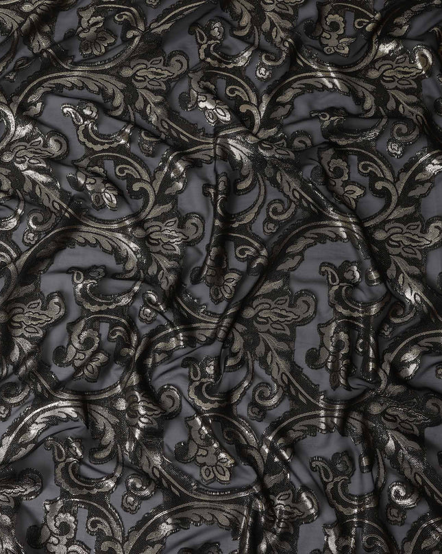 Jet Black Silk Chiffon Dirac Fabric Piece 140cm