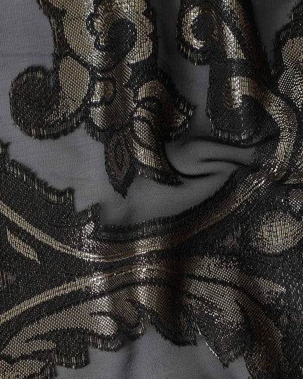 Jet Black Silk Chiffon Dirac Fabric Piece 140cm