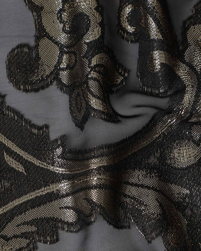 Jet Black Silk Chiffon Dirac Fabric Piece 140cm