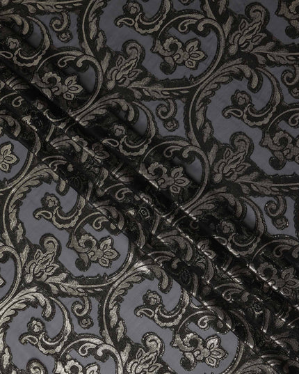Jet Black Silk Chiffon Dirac Fabric Piece 140cm