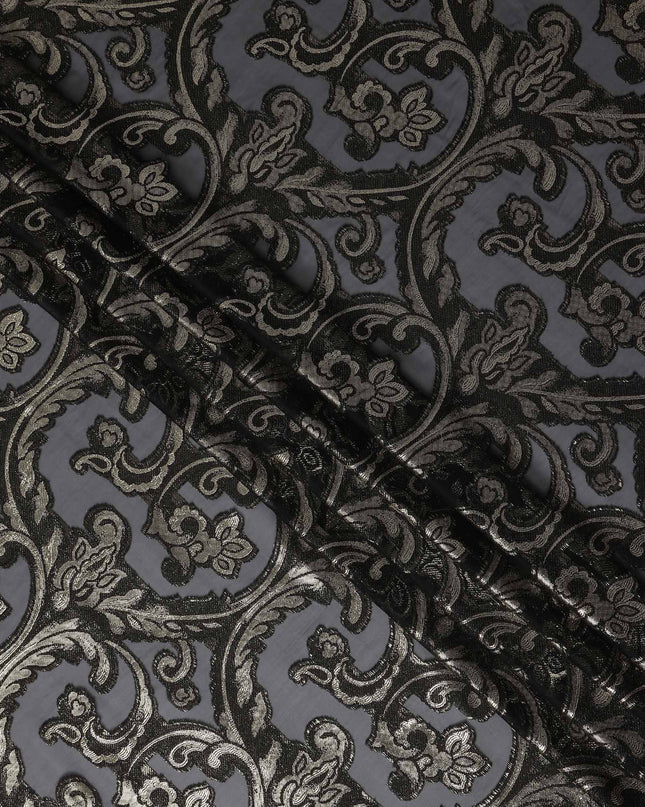 Jet Black Silk Chiffon Dirac Fabric Piece 140cm