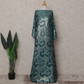 Teal Green Abstract Pure Silk Chiffon Fransawi Dirac Fabric Sheer Flowing 3.5 Mtrs Piece 140cm Width Premium Quality French Fabric - D30688 Regal Fabrics