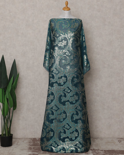 Teal Green Abstract Pure Silk Chiffon Fransawi Dirac Fabric Sheer Flowing 3.5 Mtrs Piece 140cm Width Premium Quality French Fabric - D30688 Regal Fabrics