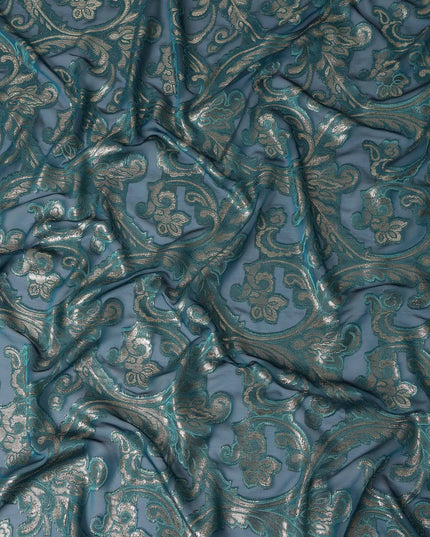 Teal Green Silk Chiffon Dirac Fabric Piece 140cm