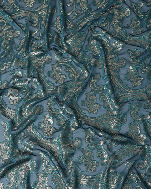 Teal Green Silk Chiffon Dirac Fabric Piece 140cm