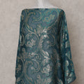 Teal Green Abstract Pure Silk Chiffon Fransawi Dirac Fabric Sheer Flowing 3.5 Mtrs Piece 140cm Width Premium Quality French Fabric - D30688 Regal Fabrics