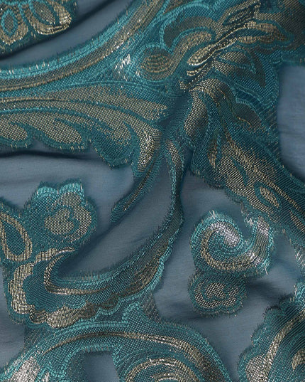 Teal Green Silk Chiffon Dirac Fabric Piece 140cm