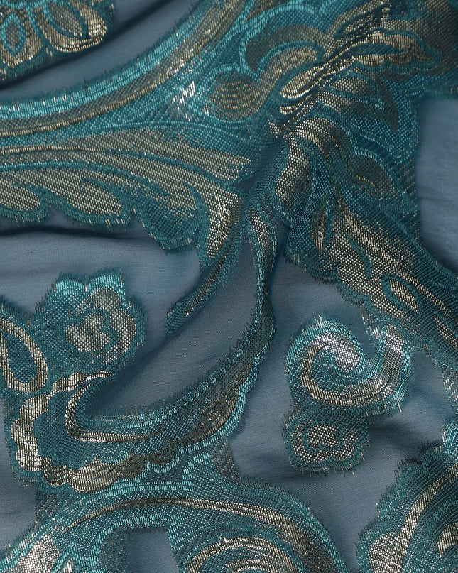 Teal Green Silk Chiffon Dirac Fabric Piece 140cm