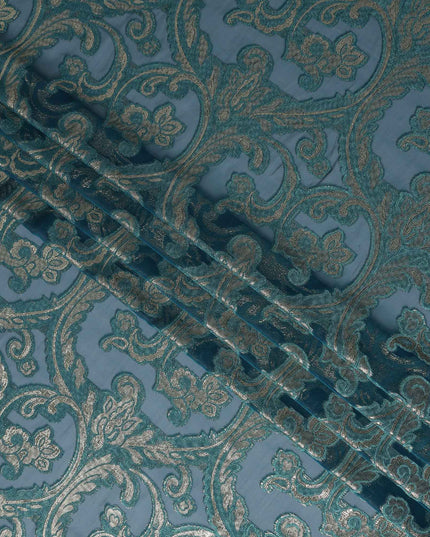 Teal Green Silk Chiffon Dirac Fabric Piece 140cm