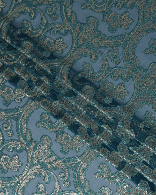 Teal Green Silk Chiffon Dirac Fabric Piece 140cm
