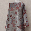 Dusty Mauve Paisley Pure Silk Chiffon Fransawi Dirac Fabric Sheer Flowing 3.5 Mtrs Piece 140cm Width Premium Quality French Fabric - D30691 Regal Fabrics