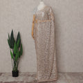 Pearl Beige Paisley French Lace Saree Fabric