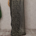 Onyx Black Gold Paisley French Lace Saree Fabric