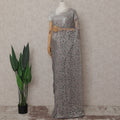 Warm Taupe Floral French Chantilly Lace Saree