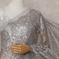 Warm Taupe Floral French Chantilly Lace Saree