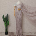 Dusty Mauve Floral French Chantilly Lace Saree