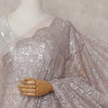 Dusty Mauve Floral French Chantilly Lace Saree