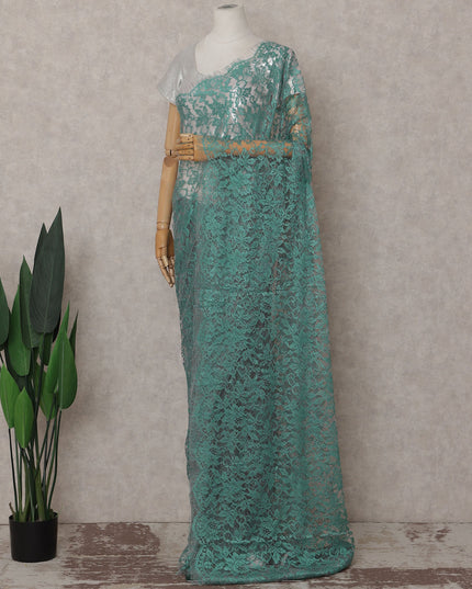 Sea Green French Chantilly Lace Saree