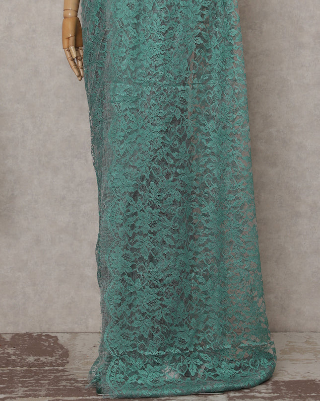 Sea Green French Chantilly Lace Saree