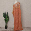 Coral Orange Chantilly Lace Saree - D31641