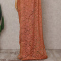 Coral Orange Chantilly Lace Saree - D31641