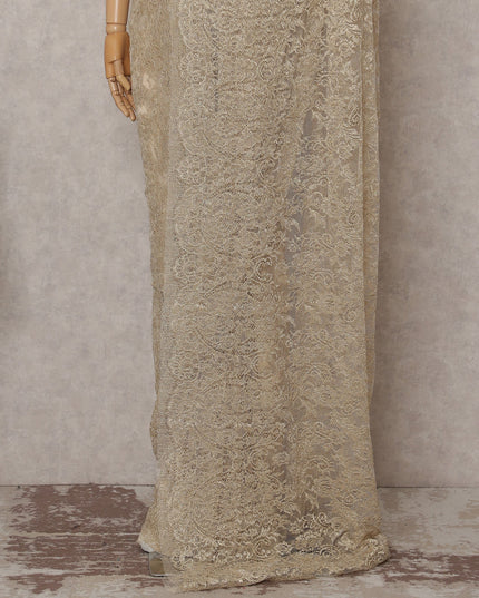 Champagne Gold French Chantilly Lace Saree 110cm