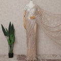 Nude Beige French Chantilly Lace Saree 110cm