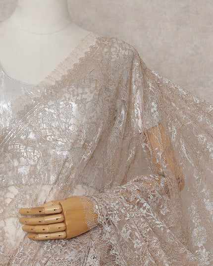 Nude Beige French Chantilly Lace Saree 110cm