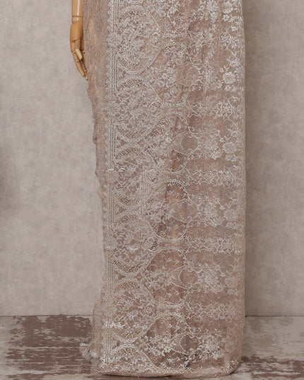 Nude Beige French Chantilly Lace Saree 110cm