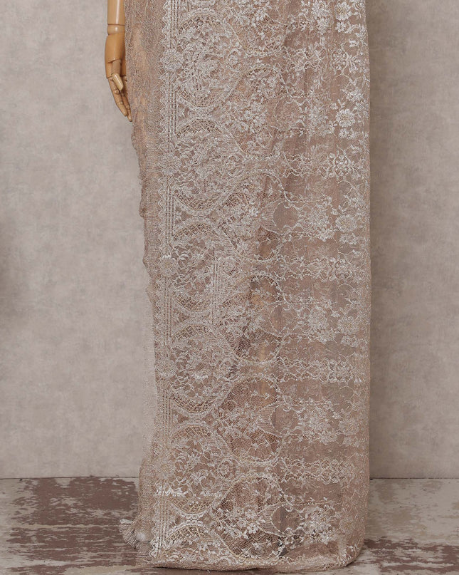 Nude Beige French Chantilly Lace Saree 110cm