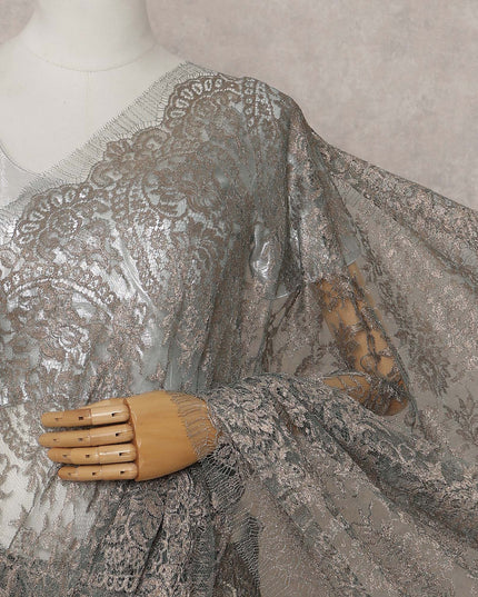Sage Green French Chantilly Lace Saree 110cm