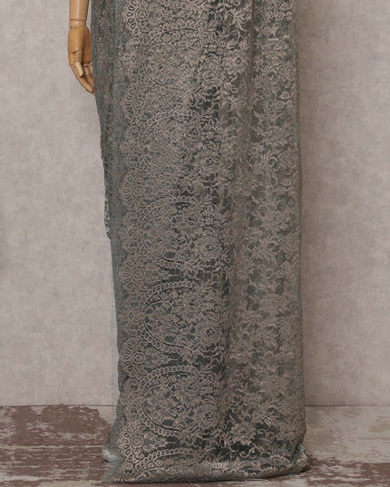 Sage Green French Chantilly Lace Saree 110cm