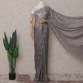 Charcoal Grey French Chantilly Lace Saree
