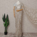Champagne Gold Floral Metallic French Lace Saree Fabric