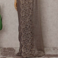 Bronze Brown French Chantilly Lace Saree