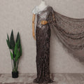 Smoky Bronze Fancy Metallic French Lace Saree Fabric