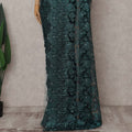 Emerald Teal Green Floral Metallic French Lace Saree Fabric