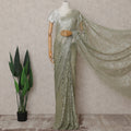 Sage Green Chantilly Lace Saree - D31614