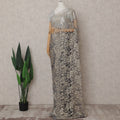 Antique Silver Grey with Gold Chantilly Lace Saree - D31618