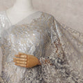 Antique Silver Grey with Gold Chantilly Lace Saree - D31618