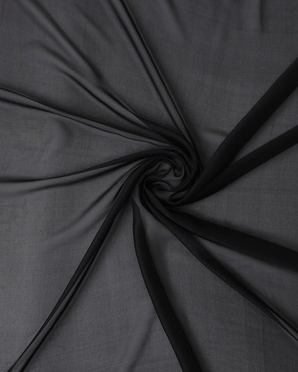Black Silk Chiffon Fabric 110cm Premium