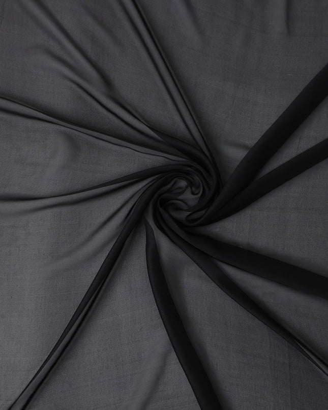 Black Silk Chiffon Fabric 110cm Premium
