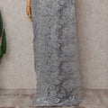Steel Grey Chantilly Lace Saree - D31682