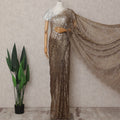 Bronze Brown Chantilly Lace Saree - D31685